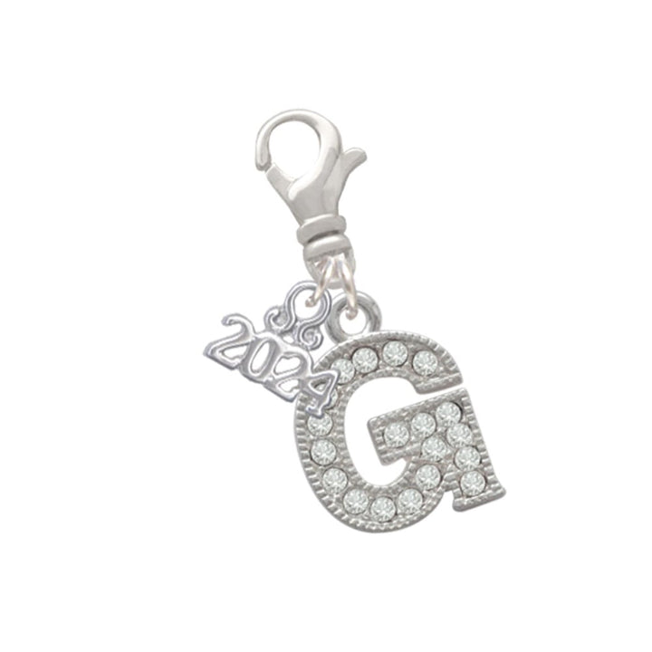 Delight Jewelry Silvertone Crystal Initial - Clip on Charm with Year 2024 Image 1