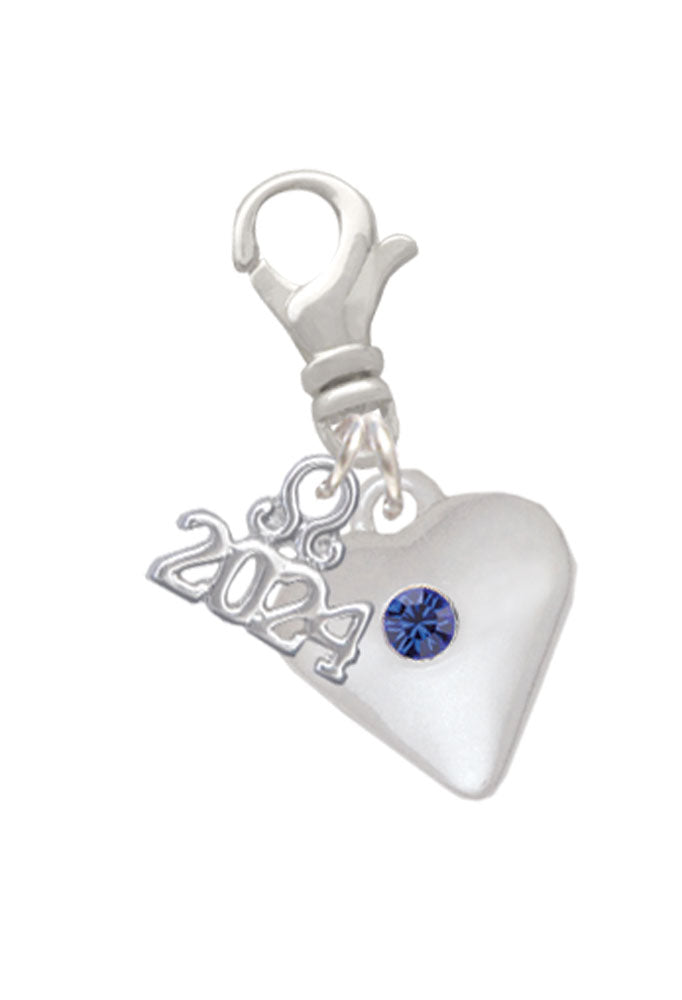 Delight Jewelry Silvertone Large Birthday Month Crystal Heart Clip on Charm with Year 2024 Image 9