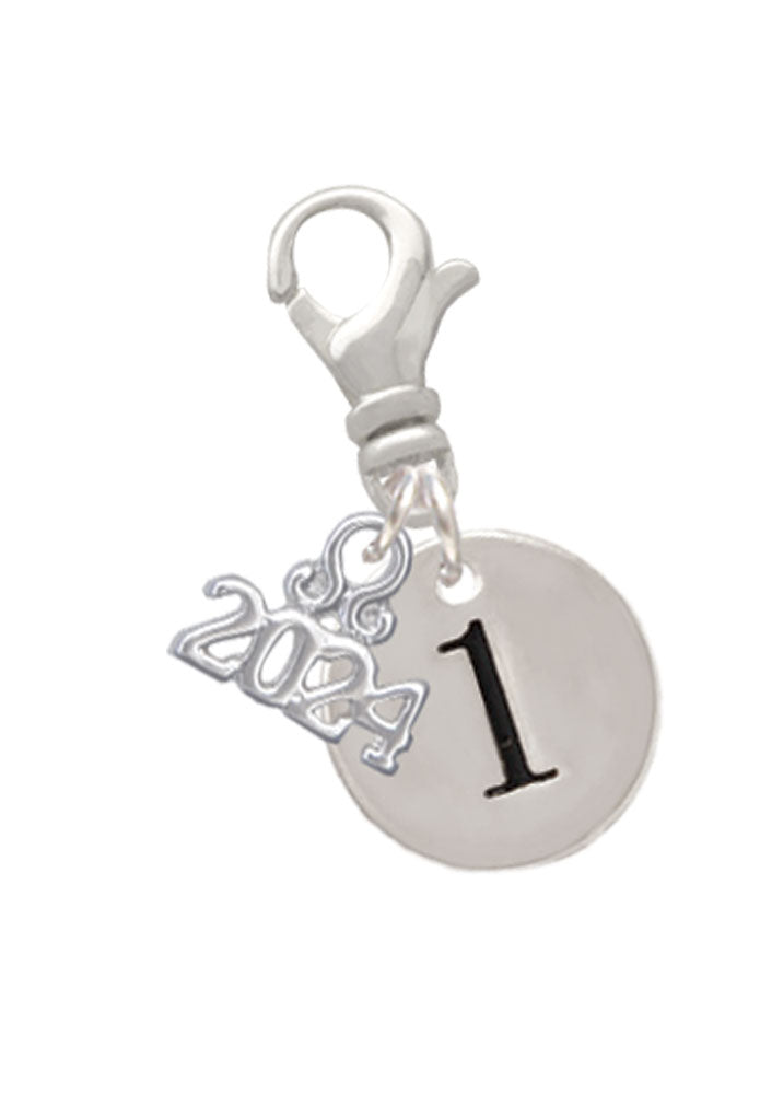 Delight Jewelry Silvertone Disc Number - Clip on Charm with Year 2024 Image 2