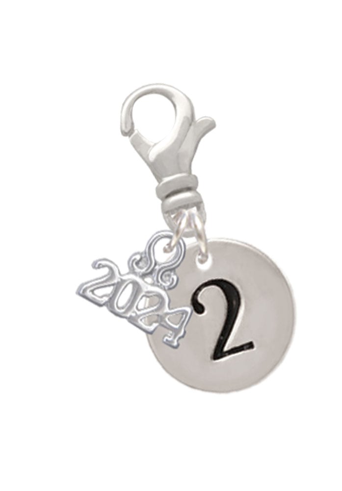 Delight Jewelry Silvertone Disc Number - Clip on Charm with Year 2024 Image 3
