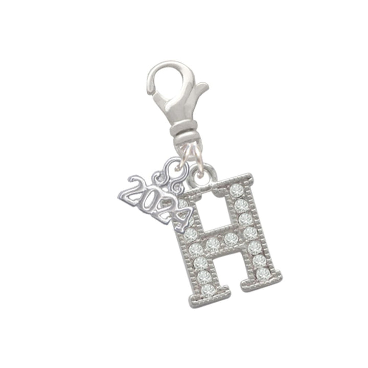 Delight Jewelry Silvertone Crystal Initial - Clip on Charm with Year 2024 Image 1