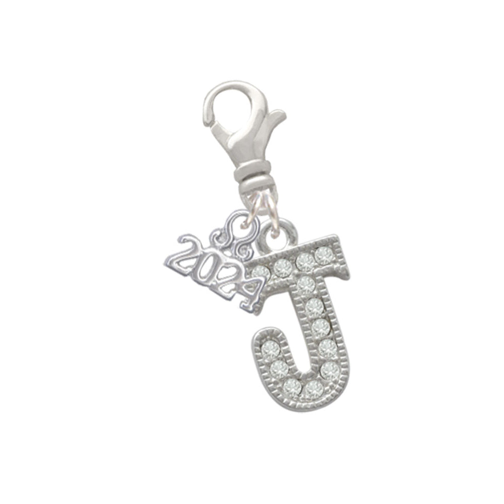 Delight Jewelry Silvertone Crystal Initial - Clip on Charm with Year 2024 Image 10