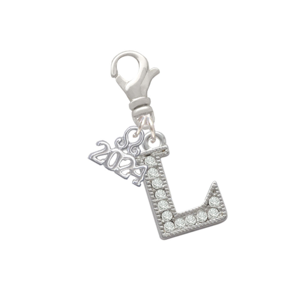 Delight Jewelry Silvertone Crystal Initial - Clip on Charm with Year 2024 Image 11