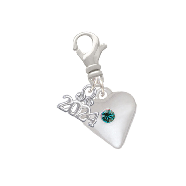Delight Jewelry Silvertone Large Birthday Month Crystal Heart Clip on Charm with Year 2024 Image 12
