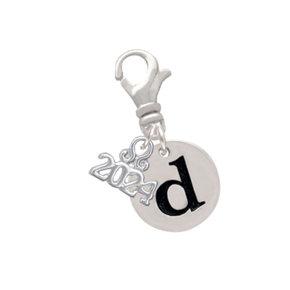 Delight Jewelry Silvertone Disc Initial - Clip on Charm with Year 2024 Image 2