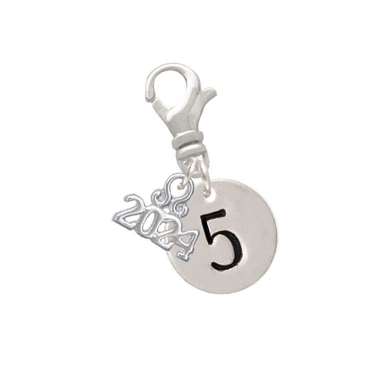 Delight Jewelry Silvertone Disc Number - Clip on Charm with Year 2024 Image 6