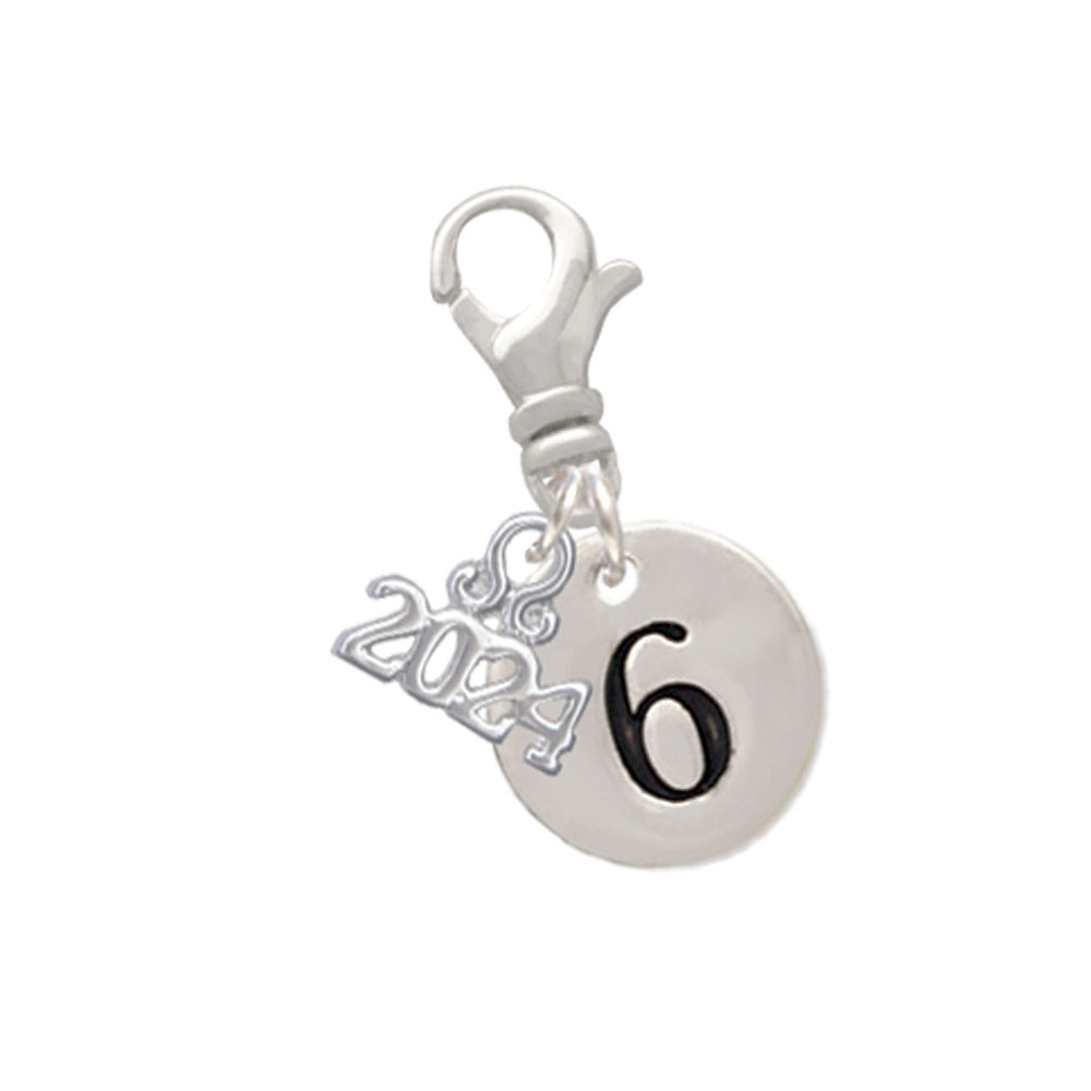Delight Jewelry Silvertone Disc Number - Clip on Charm with Year 2024 Image 7