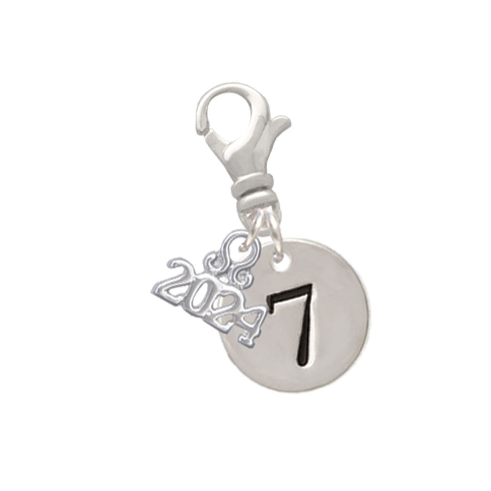 Delight Jewelry Silvertone Disc Number - Clip on Charm with Year 2024 Image 8