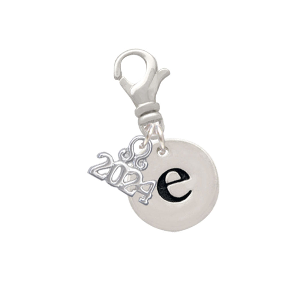 Delight Jewelry Silvertone Disc Initial - Clip on Charm with Year 2024 Image 3