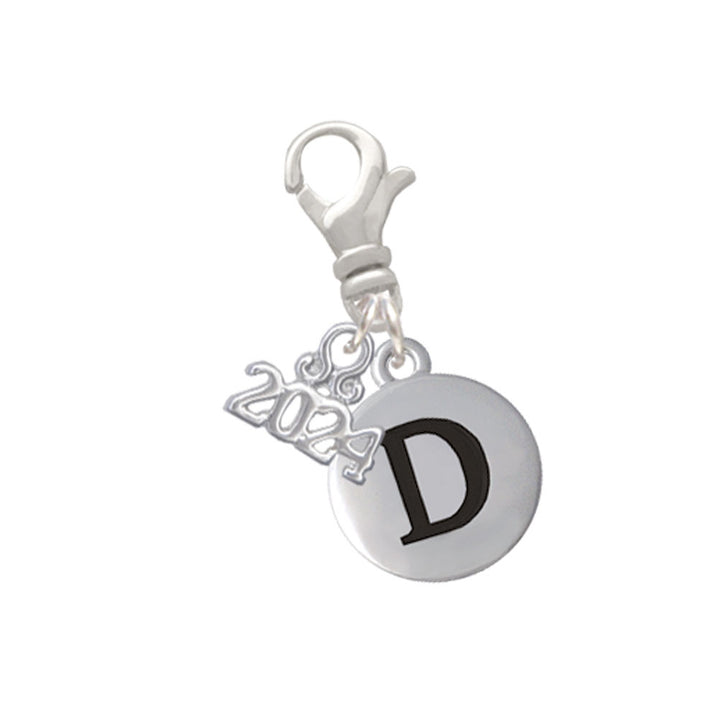 Delight Jewelry Silvertone Capital Letter - Pebble Disc - Clip on Charm with Year 2024 Image 4