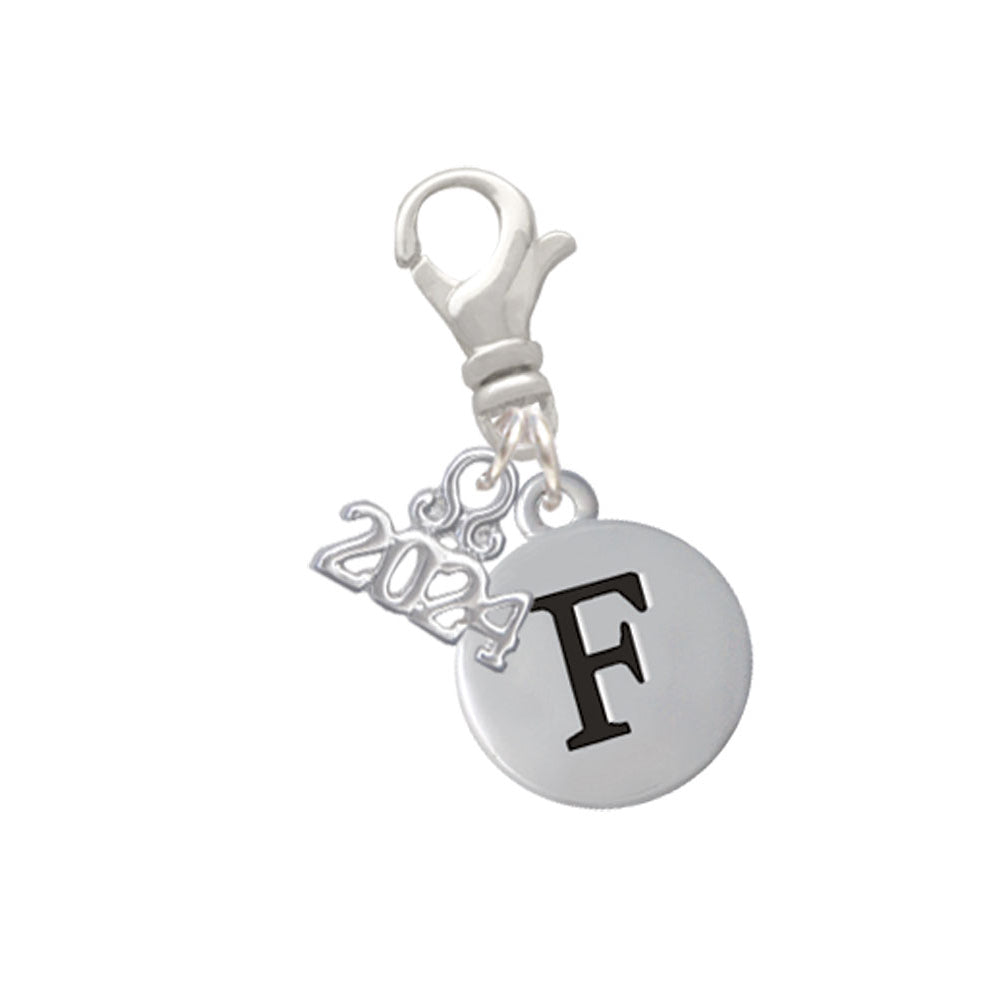 Delight Jewelry Silvertone Capital Letter - Pebble Disc - Clip on Charm with Year 2024 Image 6