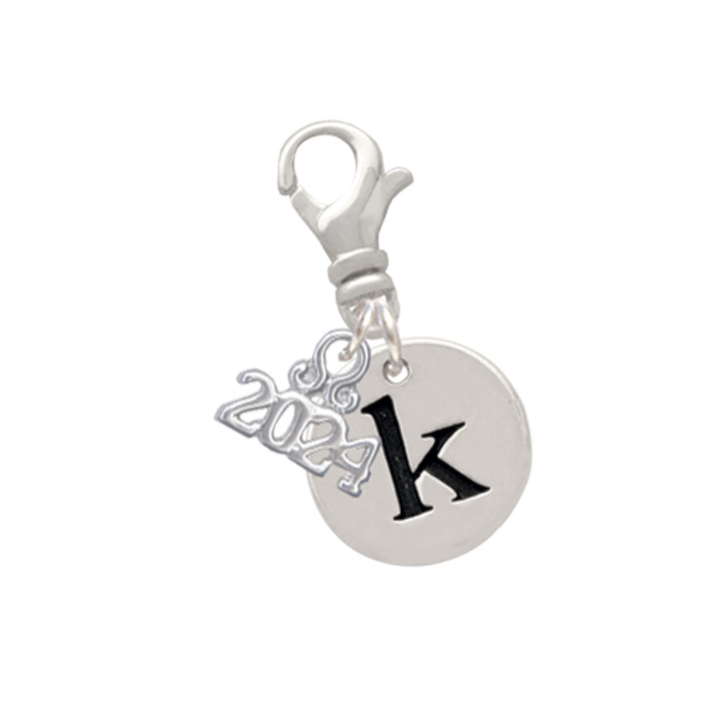 Delight Jewelry Silvertone Disc Initial - Clip on Charm with Year 2024 Image 9