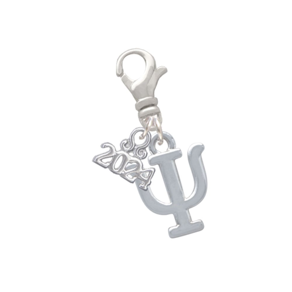 Delight Jewelry Silvertone Large Greek Letter - Clip on Charm with Year 2024 Image 1