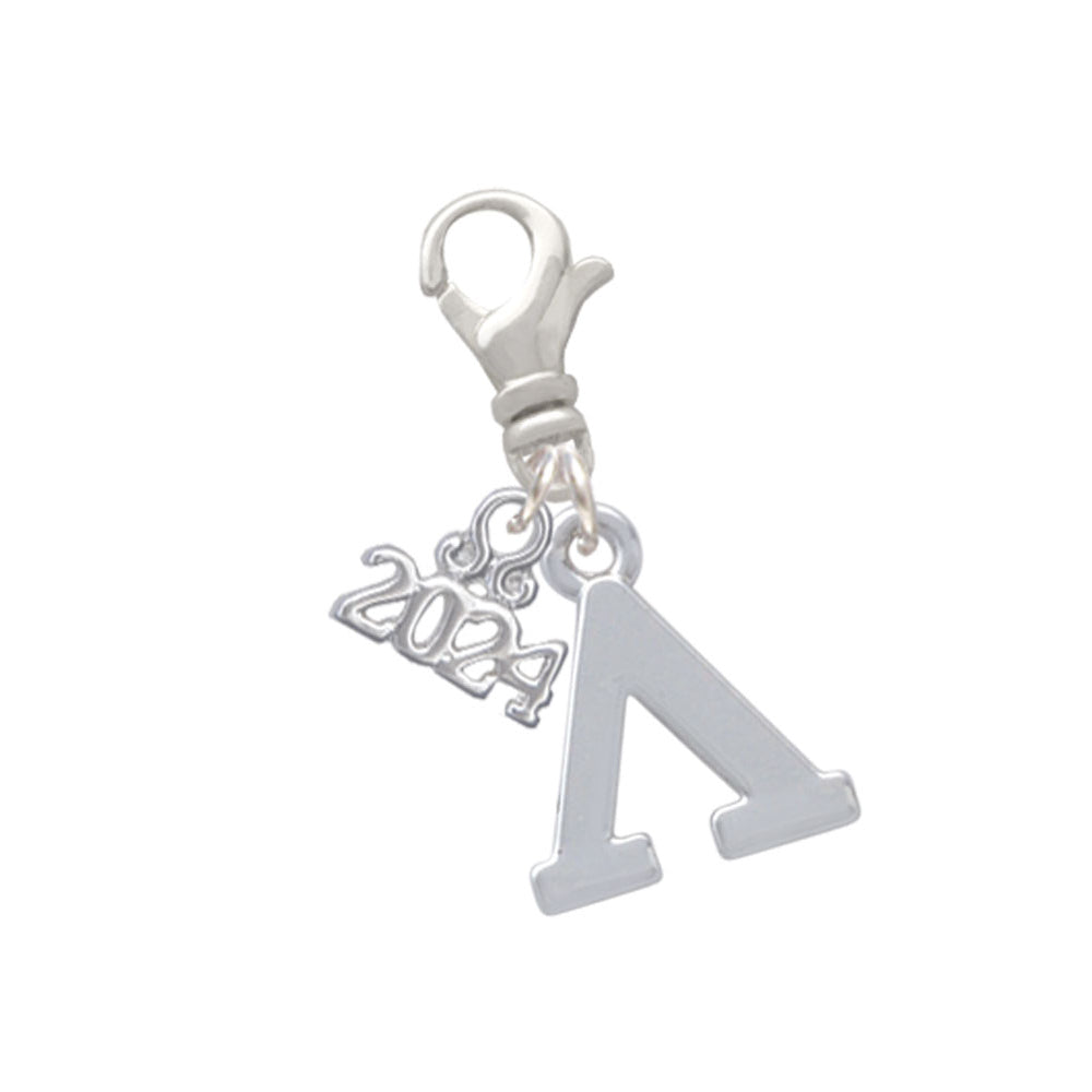 Delight Jewelry Silvertone Large Greek Letter - Clip on Charm with Year 2024 Image 4