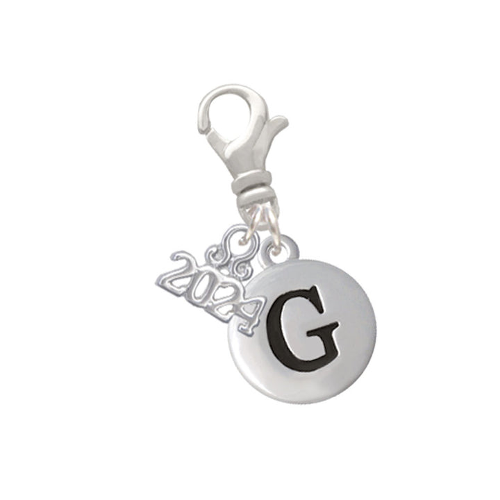 Delight Jewelry Silvertone Capital Letter - Pebble Disc - Clip on Charm with Year 2024 Image 7