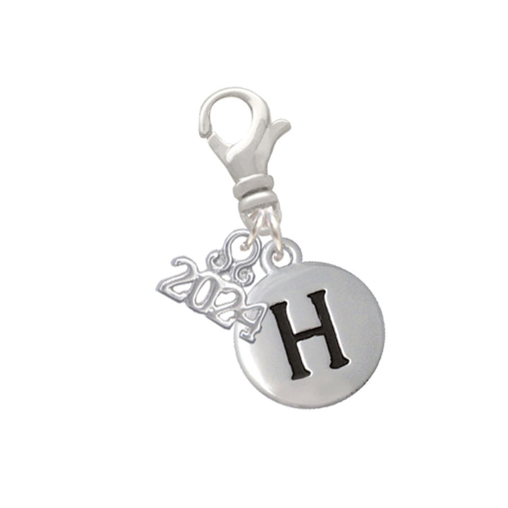 Delight Jewelry Silvertone Capital Letter - Pebble Disc - Clip on Charm with Year 2024 Image 8
