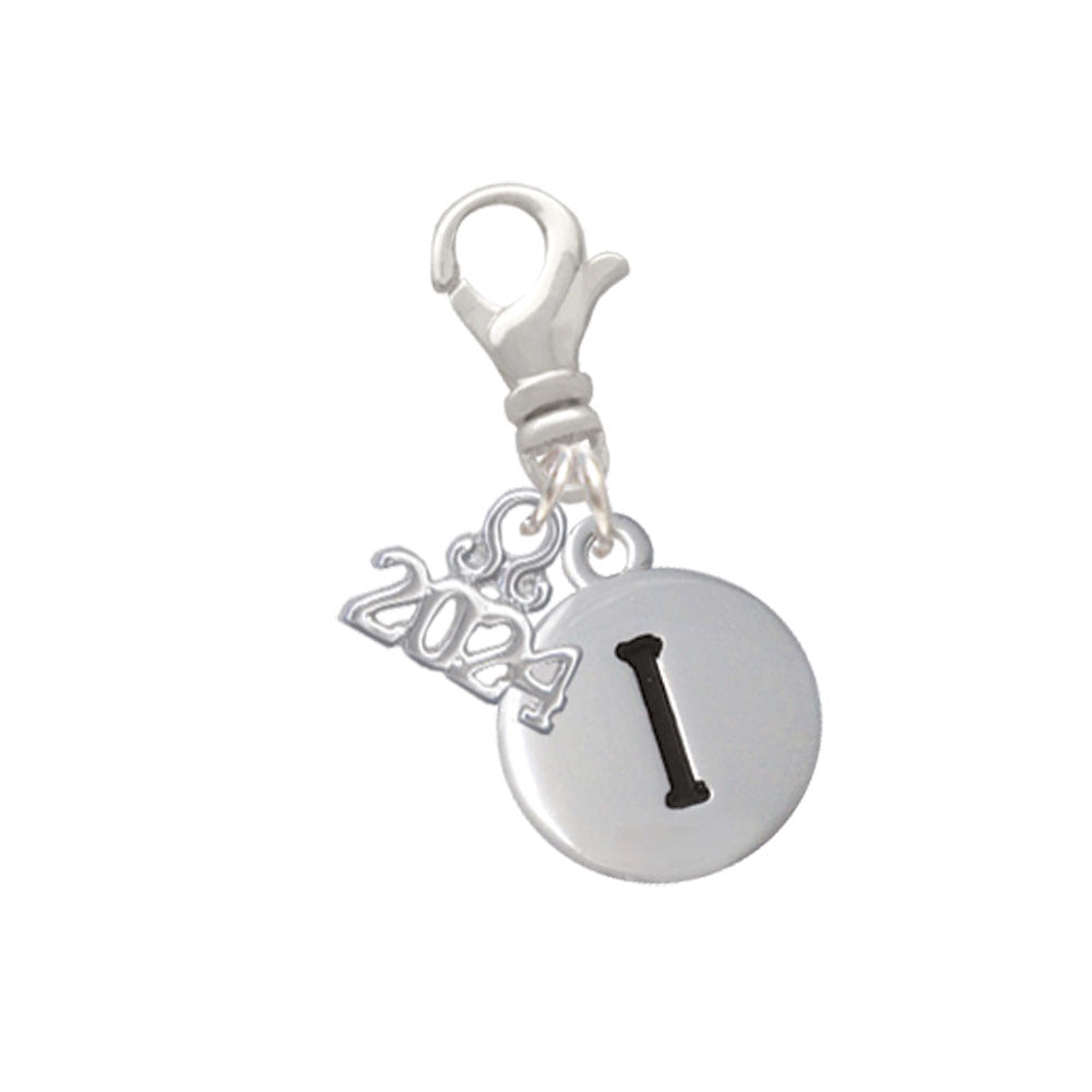 Delight Jewelry Silvertone Capital Letter - Pebble Disc - Clip on Charm with Year 2024 Image 9