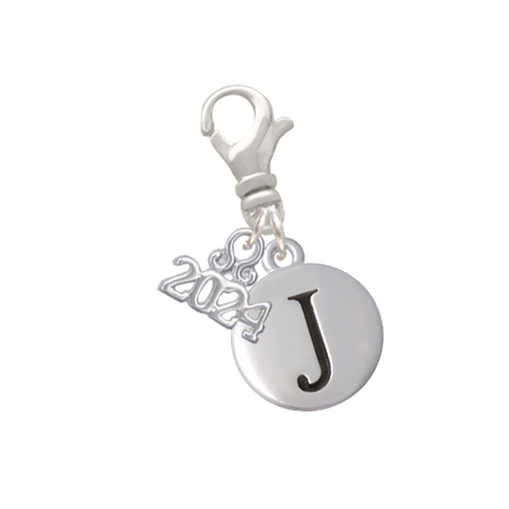 Delight Jewelry Silvertone Capital Letter - Pebble Disc - Clip on Charm with Year 2024 Image 10