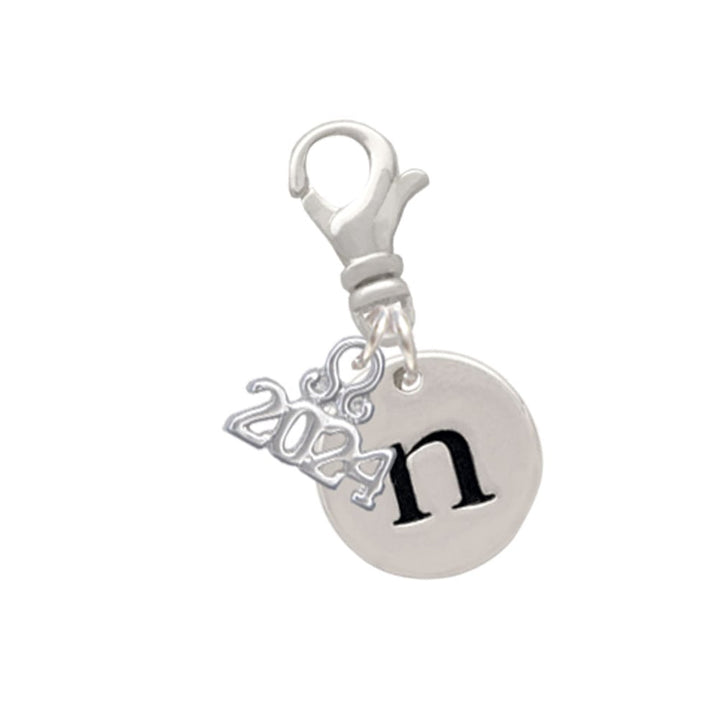 Delight Jewelry Silvertone Disc Initial - Clip on Charm with Year 2024 Image 1