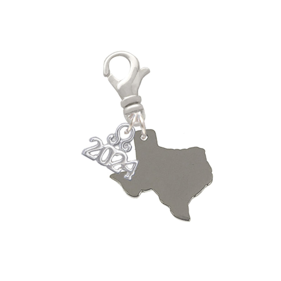 Delight Jewelry Stainless Steel Texas Shape - Clip on Charm with Year 2024 Image 1