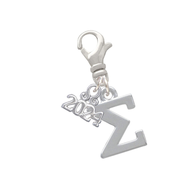 Delight Jewelry Silvertone Large Greek Letter - Clip on Charm with Year 2024 Image 6