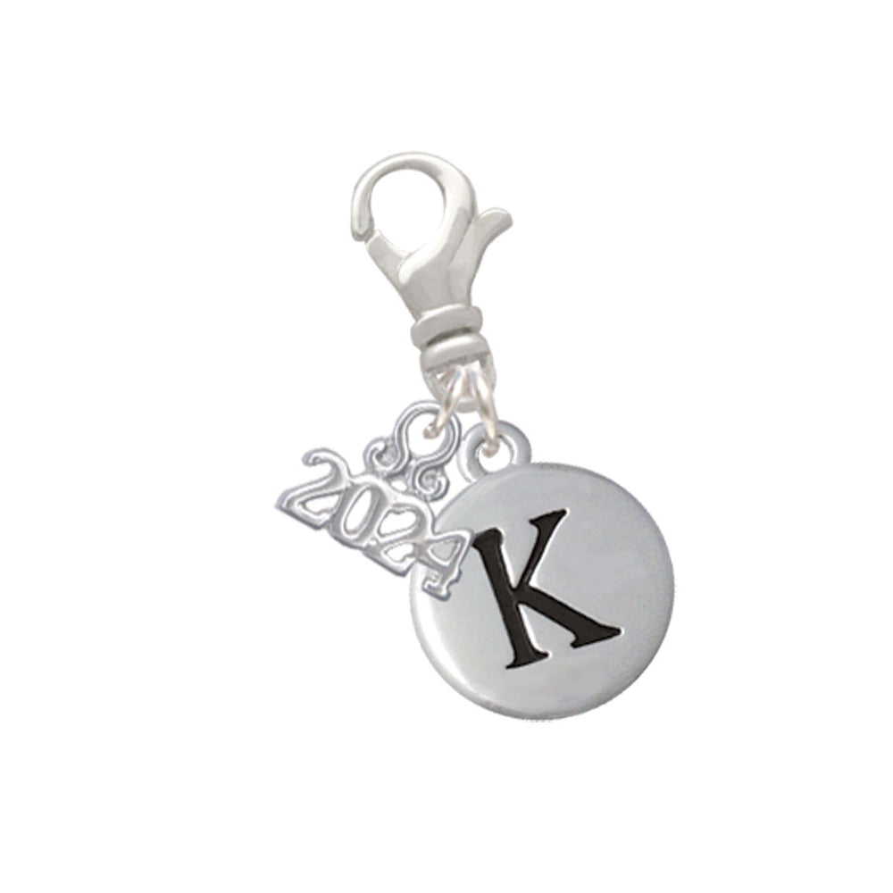 Delight Jewelry Silvertone Capital Letter - Pebble Disc - Clip on Charm with Year 2024 Image 11