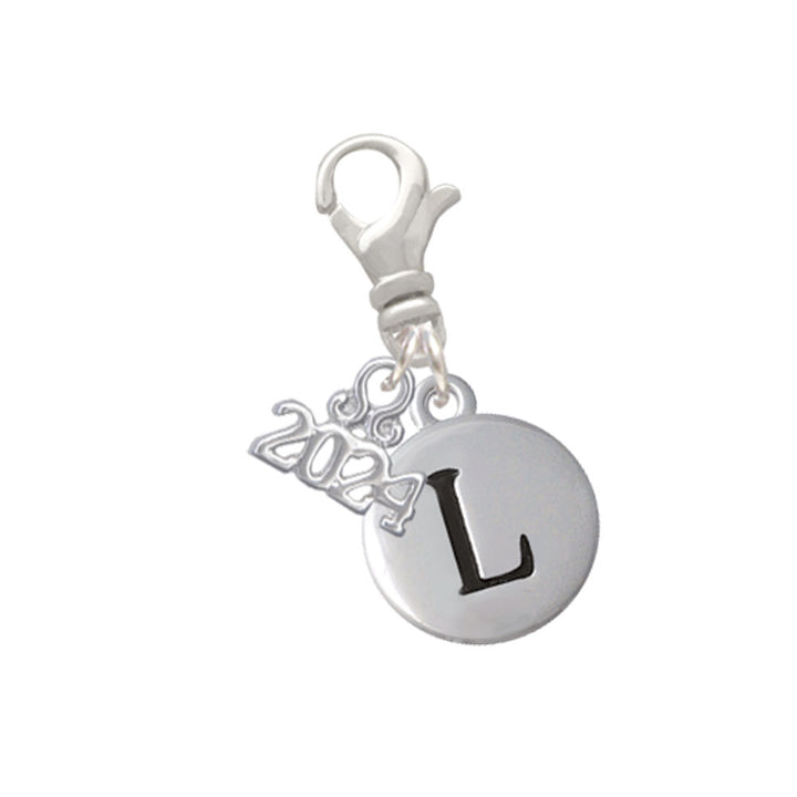 Delight Jewelry Silvertone Capital Letter - Pebble Disc - Clip on Charm with Year 2024 Image 12