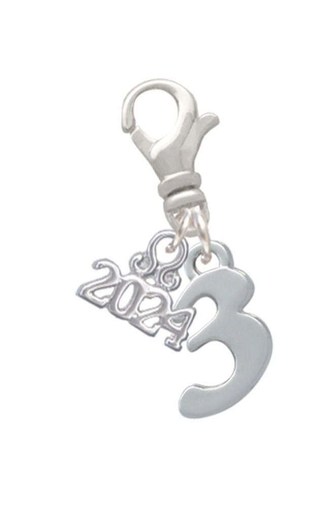 Delight Jewelry Silvertone Number - Clip on Charm with Year 2024 Image 3
