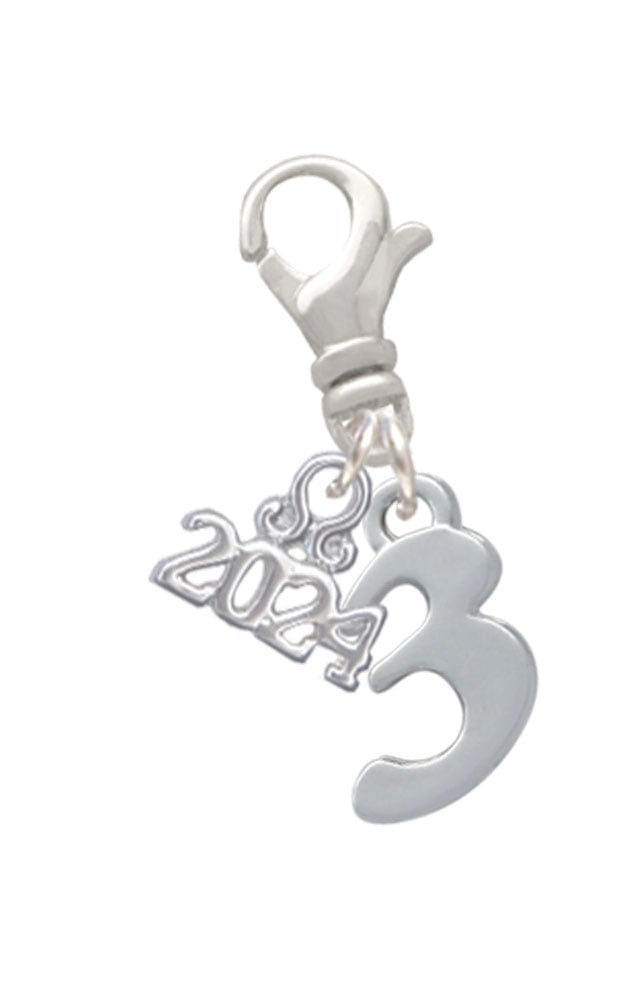 Delight Jewelry Silvertone Number - Clip on Charm with Year 2024 Image 1