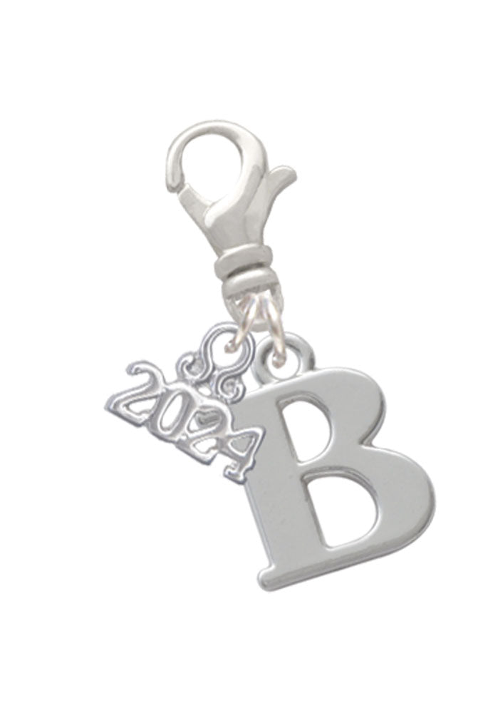Delight Jewelry Silvertone Large Initial - Clip on Charm with Year 2024 Image 2