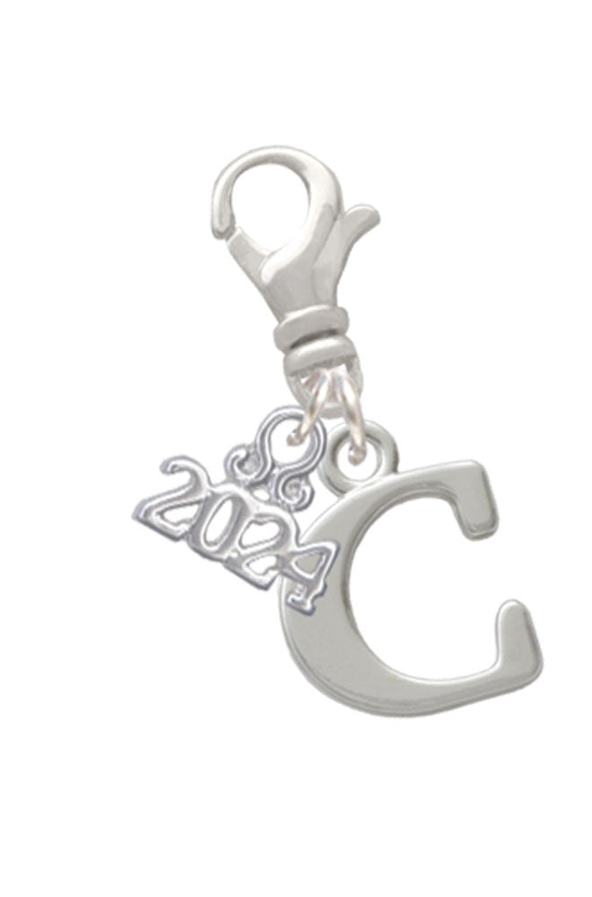 Delight Jewelry Silvertone Large Initial - Clip on Charm with Year 2024 Image 3