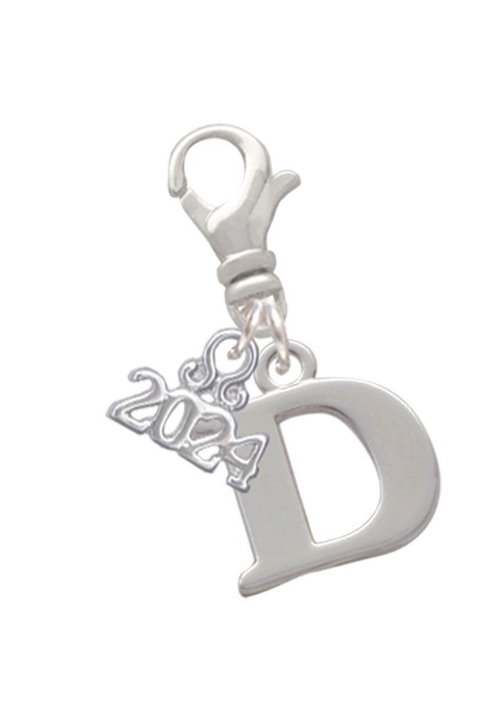 Delight Jewelry Silvertone Large Initial - Clip on Charm with Year 2024 Image 1