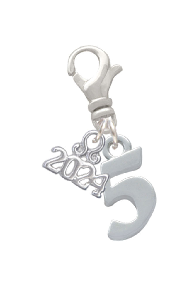 Delight Jewelry Silvertone Number - Clip on Charm with Year 2024 Image 4