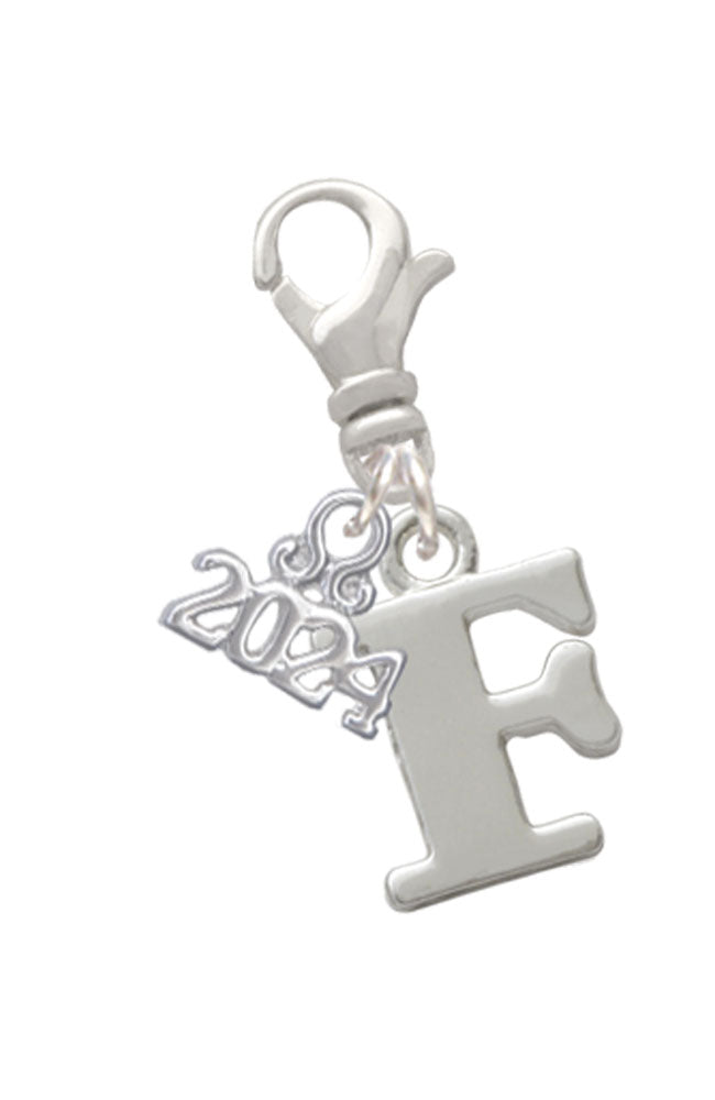 Delight Jewelry Silvertone Large Initial - Clip on Charm with Year 2024 Image 6