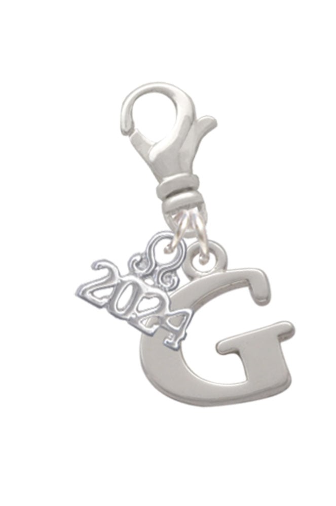 Delight Jewelry Silvertone Large Initial - Clip on Charm with Year 2024 Image 7
