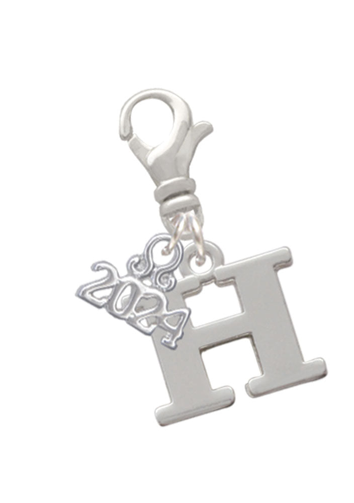 Delight Jewelry Silvertone Large Initial - Clip on Charm with Year 2024 Image 8