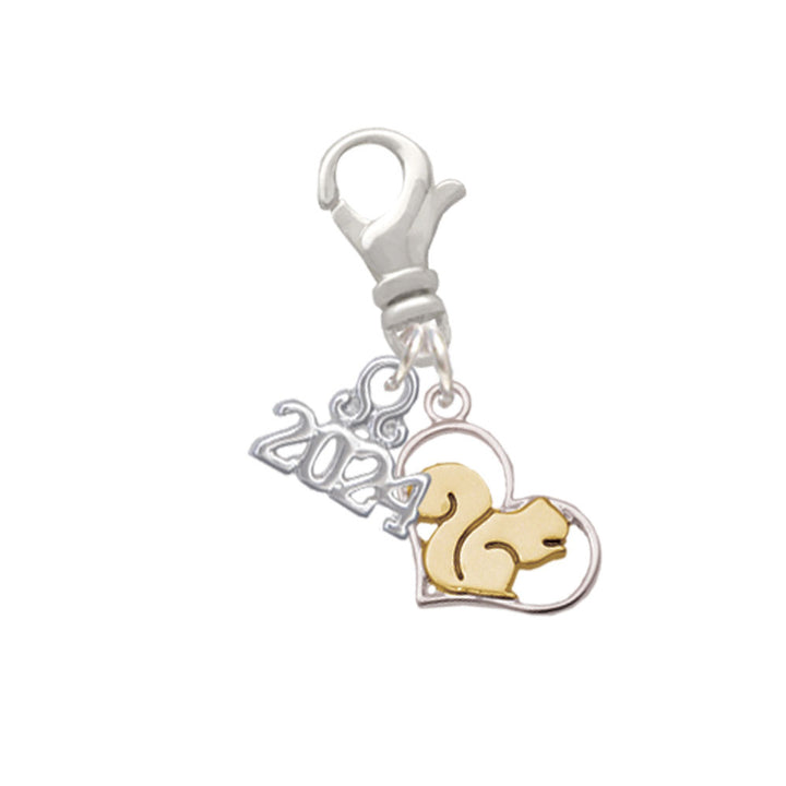 Delight Jewelry Plated Squirrel in Heart - Clip on Charm with Year 2024 Image 1