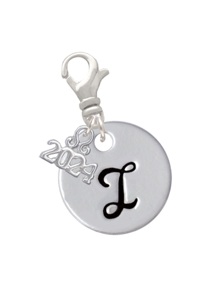 Delight Jewelry Silvertone Large Script Letter Disc - Clip on Charm with Year 2024 Image 9