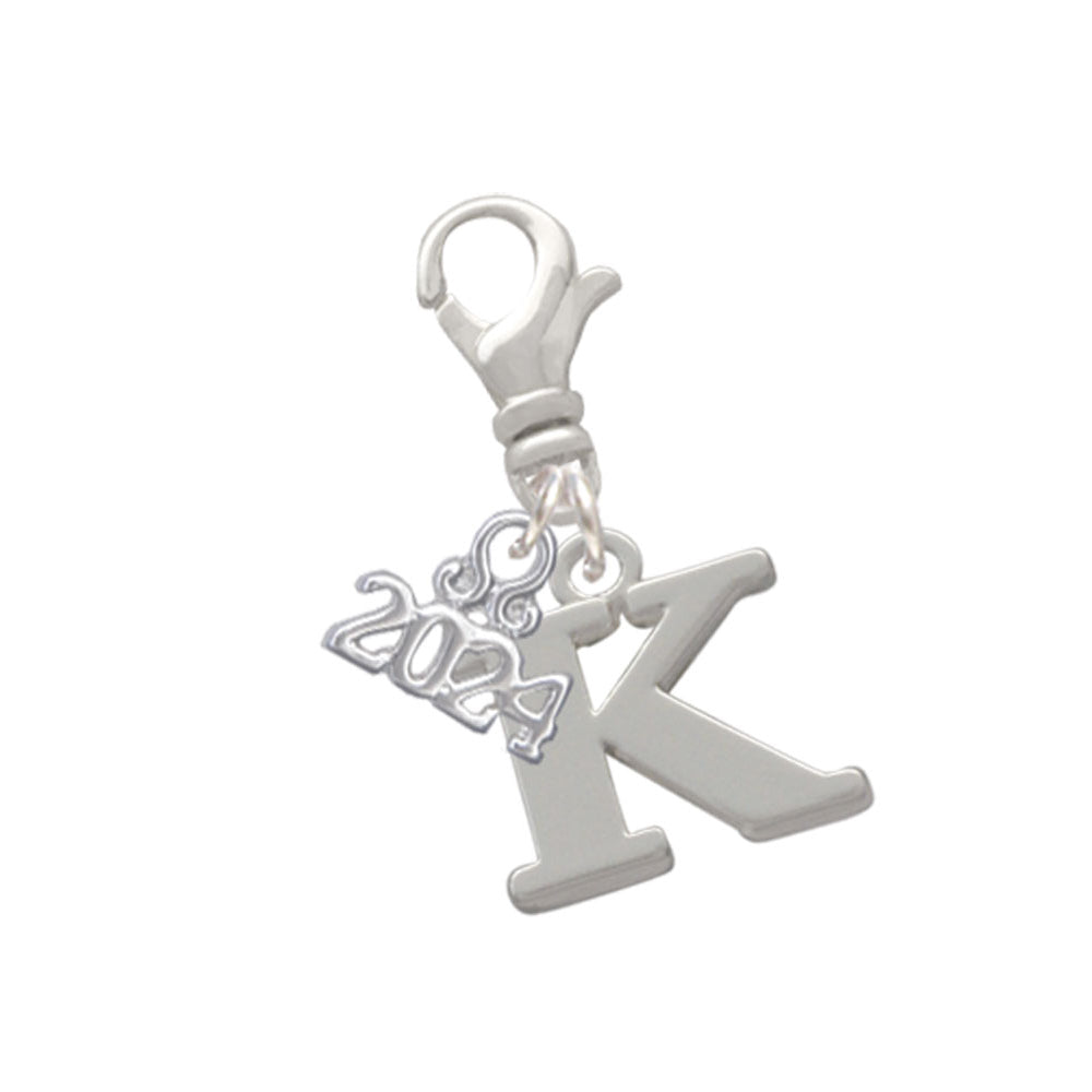 Delight Jewelry Silvertone Large Initial - Clip on Charm with Year 2024 Image 11