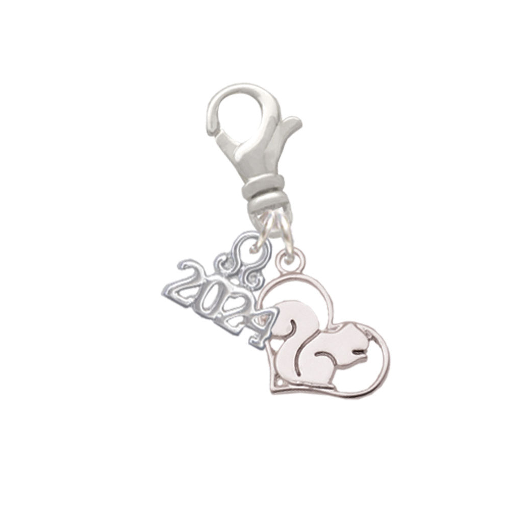 Delight Jewelry Plated Squirrel in Heart - Clip on Charm with Year 2024 Image 4