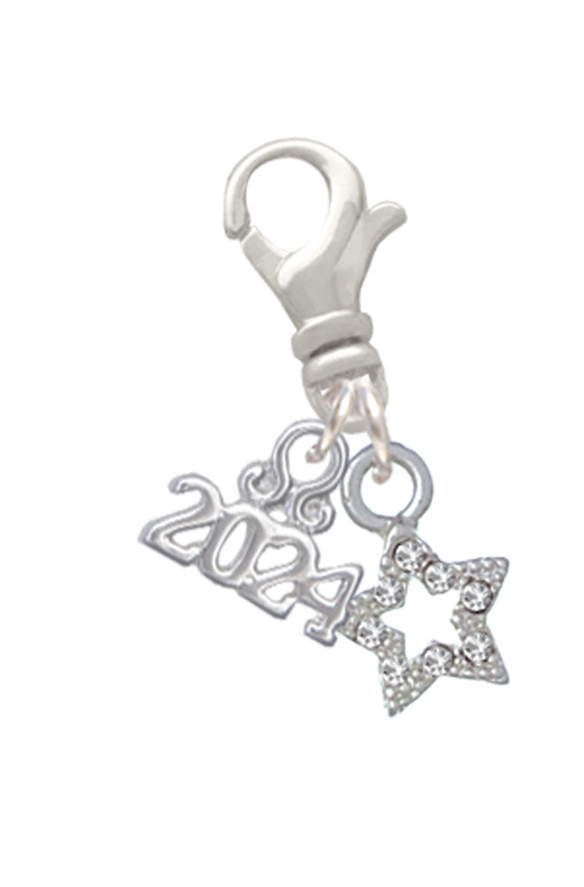 Delight Jewelry Plated Mini Clear Crystal Star Clip on Charm with Year 2024 Image 1
