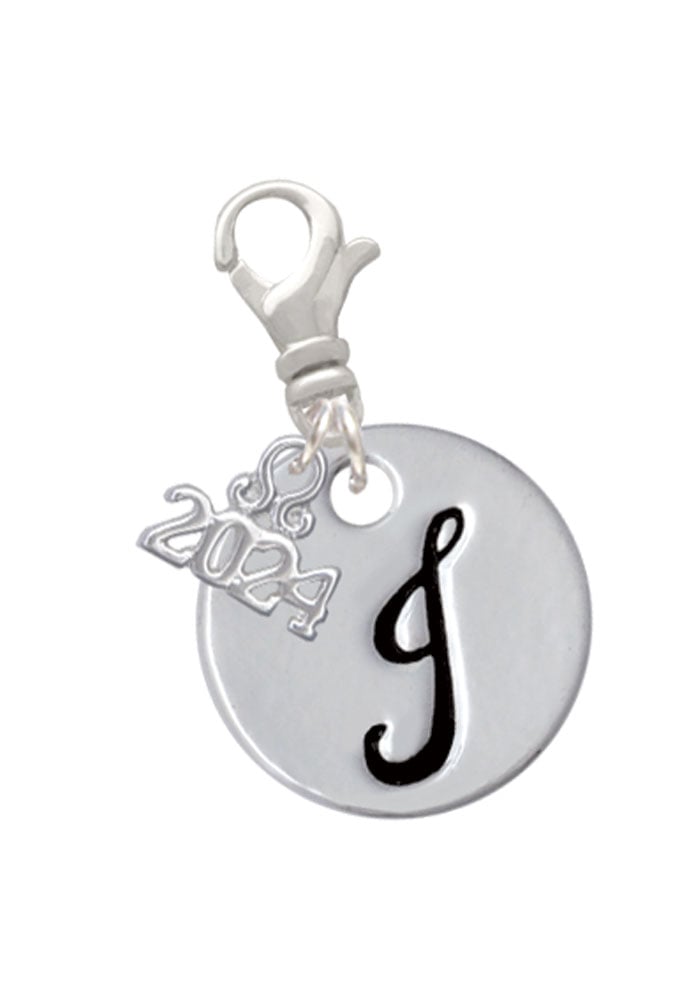 Delight Jewelry Silvertone Large Script Letter Disc - Clip on Charm with Year 2024 Image 10
