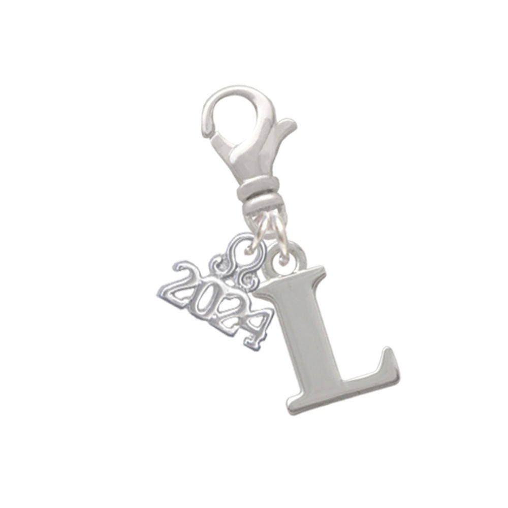 Delight Jewelry Silvertone Large Initial - Clip on Charm with Year 2024 Image 12