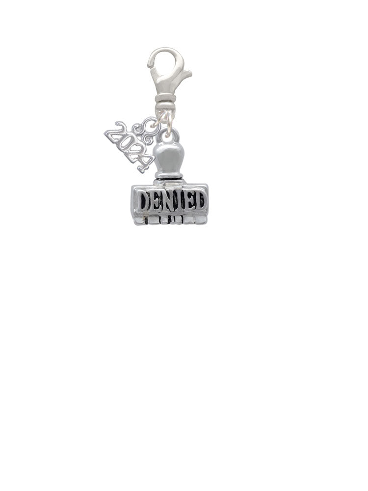 Delight Jewelry Plated 3-D Denied Stamp Clip on Charm with Year 2024 Image 2