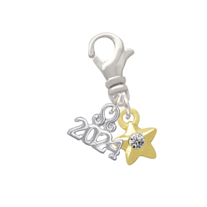 Delight Jewelry Plated Mini Clear Crystal Star Clip on Charm with Year 2024 Image 4
