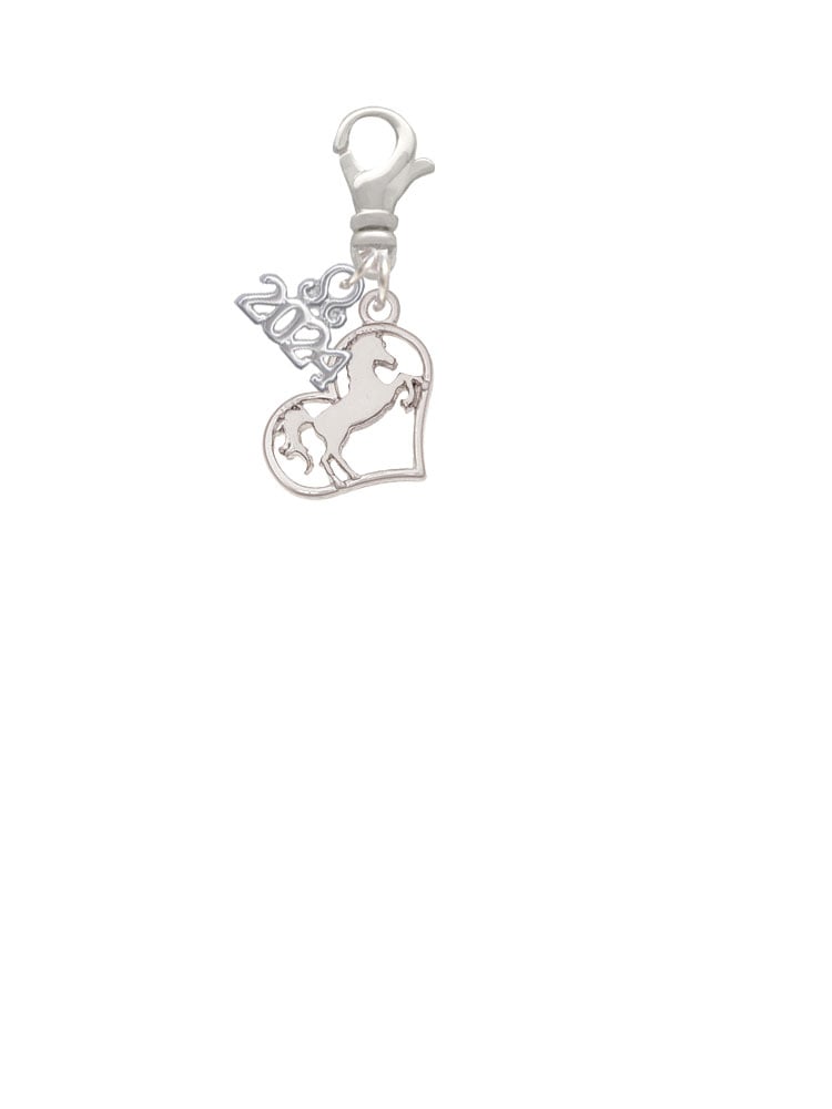 Delight Jewelry Plated Stallion Silhouette Heart Clip on Charm with Year 2024 Image 2