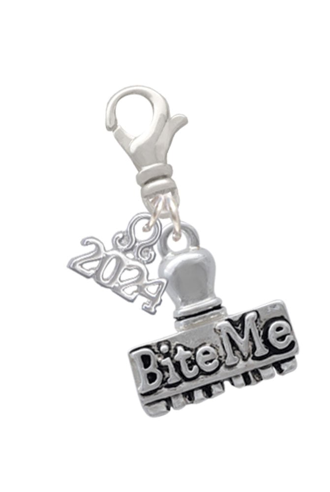 Delight Jewelry Plated 3-D Denied Stamp Clip on Charm with Year 2024 Image 1