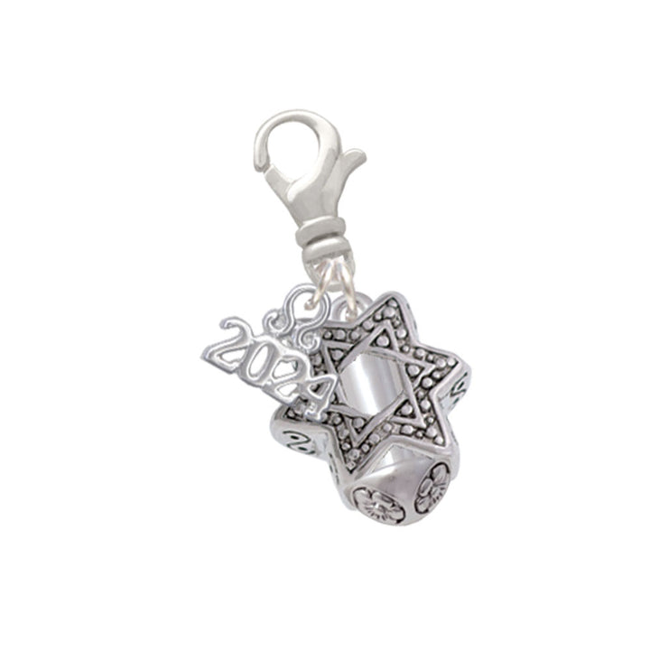 Delight Jewelry Plated Star of David Spinner Clip on Charm with Year 2024 Image 4