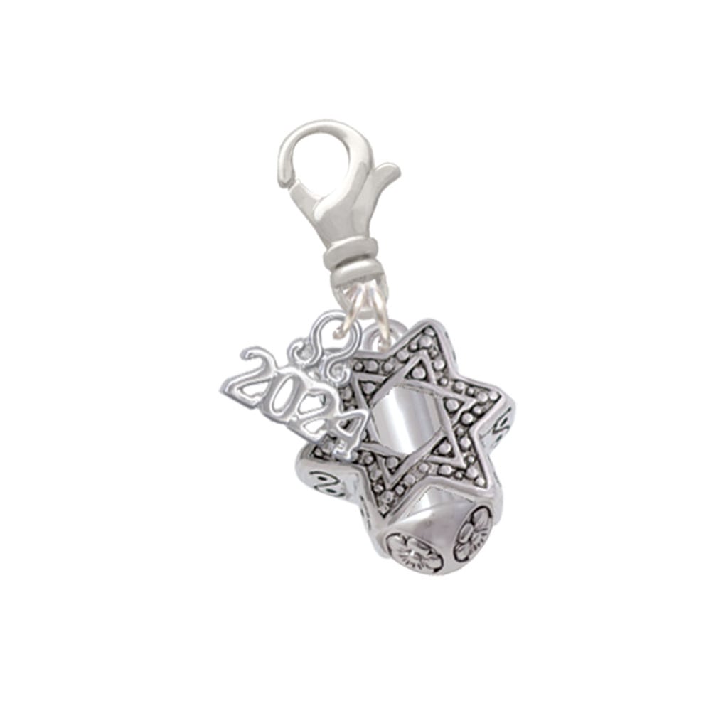 Delight Jewelry Plated Star of David Spinner Clip on Charm with Year 2024 Image 1