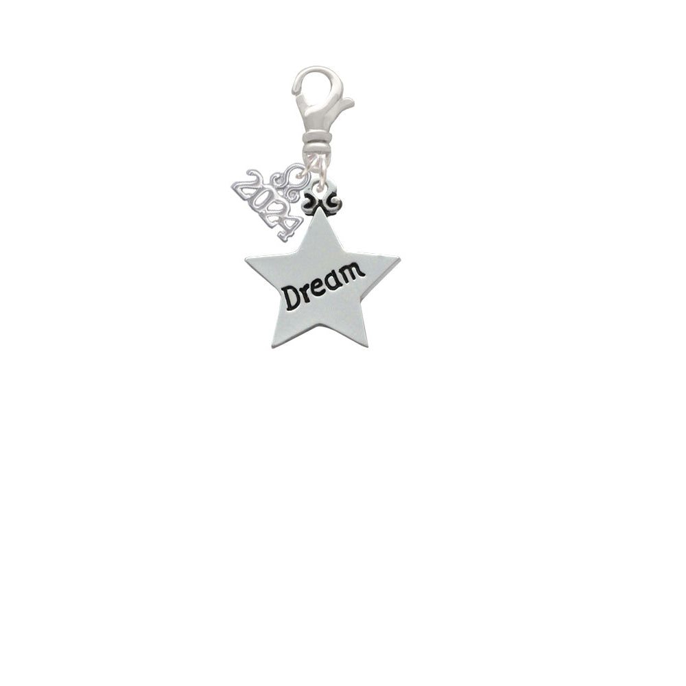 Delight Jewelry Silvertone Large Message Star Clip on Charm with Year 2024 Image 2